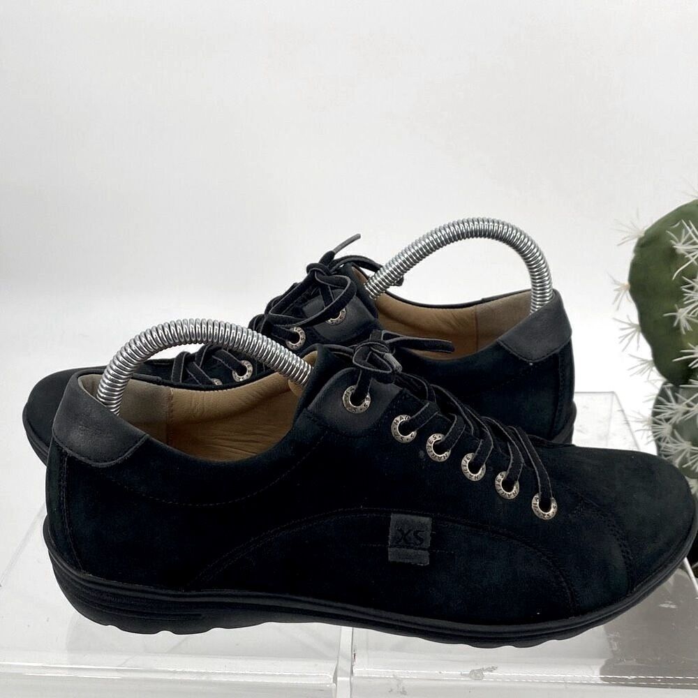 Hartjes Women's Lace Up Leather Oxford Nubuck Suede Sneaker Shoes Black Size 8